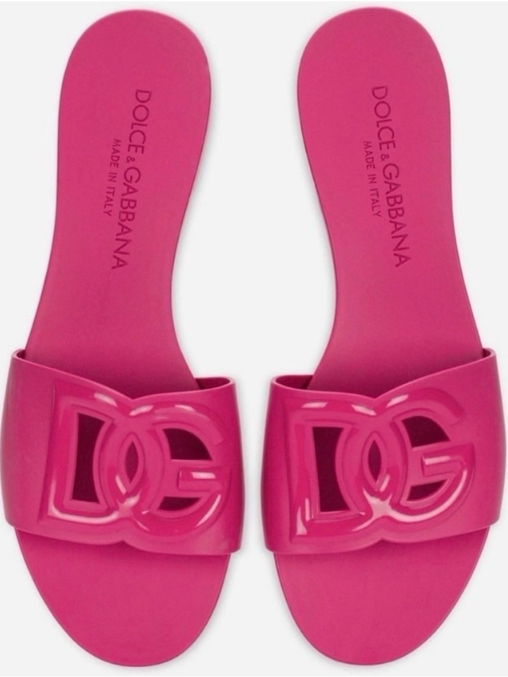 Dolce & Gabbana Rubber Beachwear Sliders Slides Sandals Fuchsia Pink 38